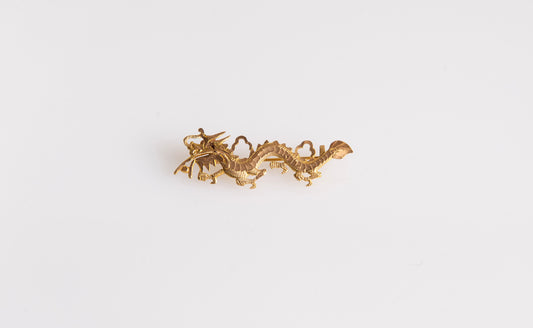 1950s Antique Chinese Gold Dragon Tie Pin - Small