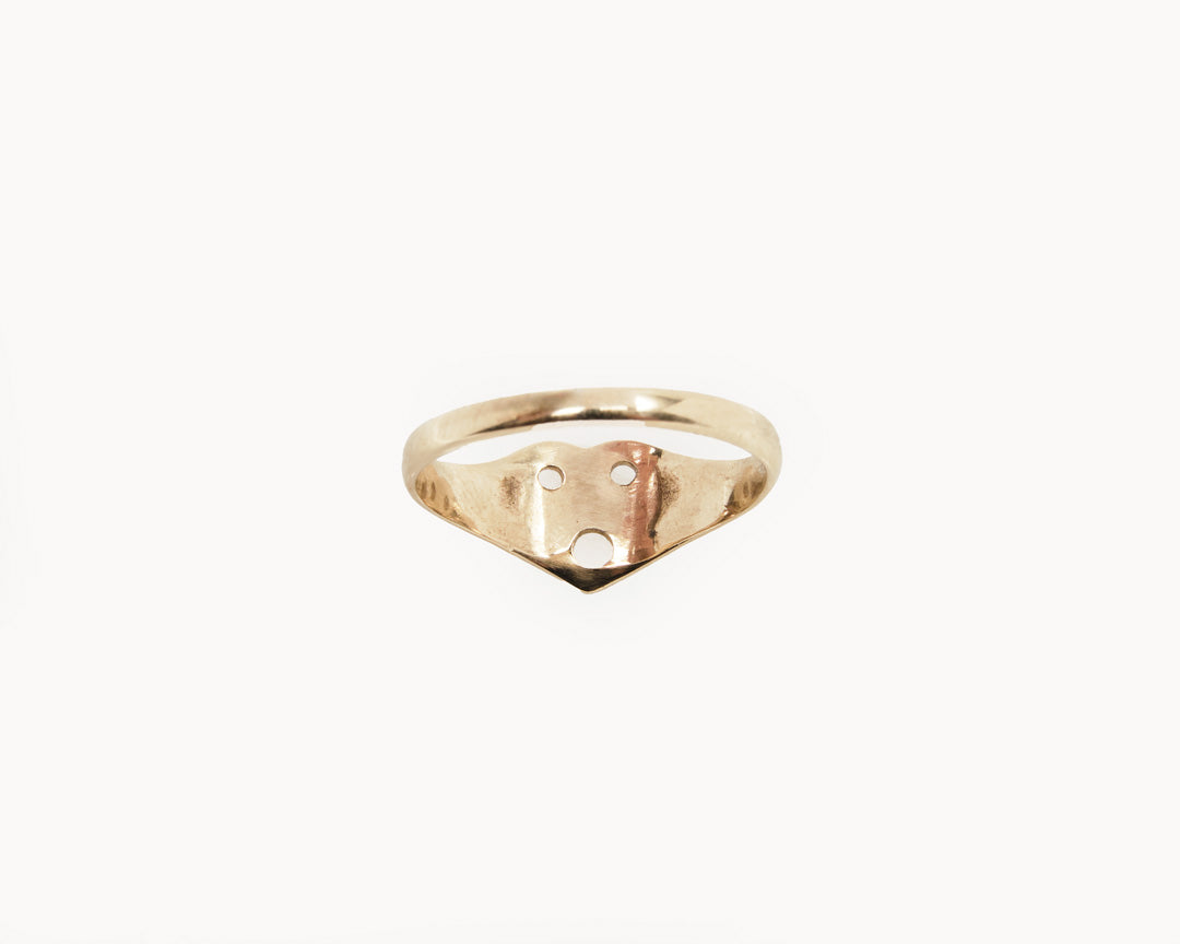 “WHAT!” Gold Heart Emoji Signet Ring with Diamond Cheeks and Face Tattoo