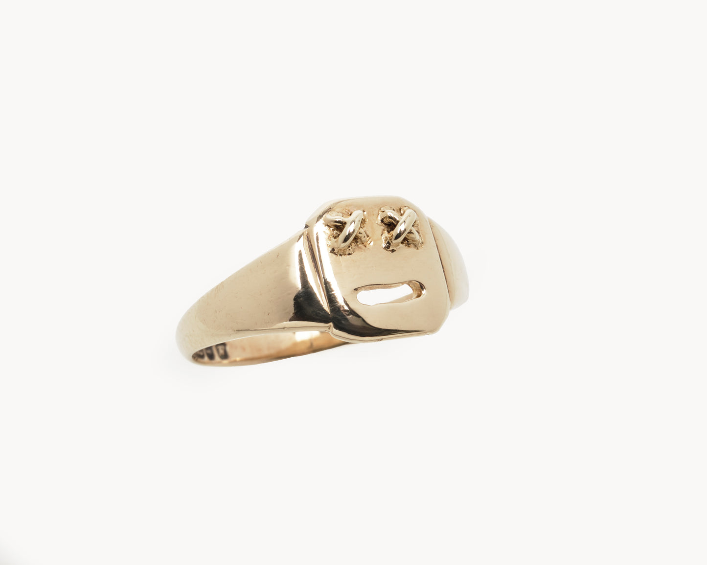 "Just Don't" Gold Small Square Emoji Signet Ring