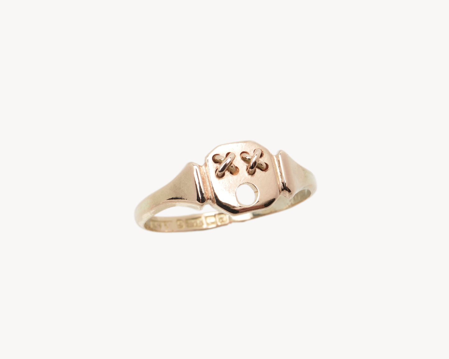 “What!” Gold Small Octagon Emoji Signet Ring