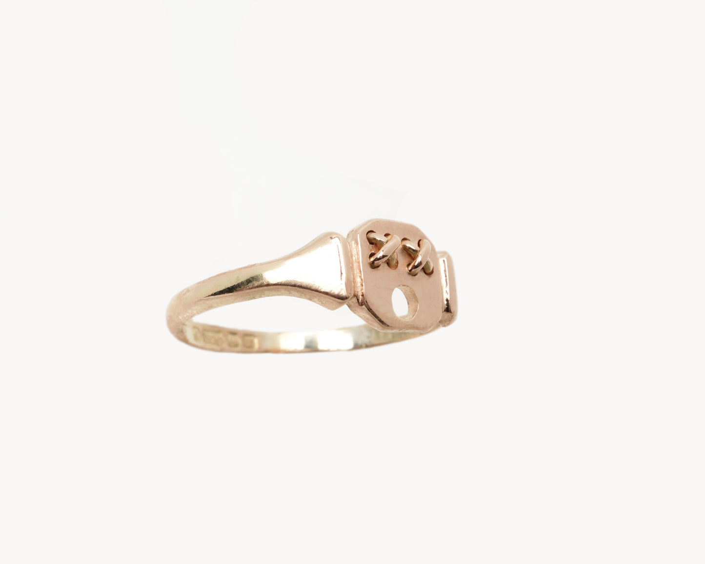 “What!” Gold Small Octagon Emoji Signet Ring