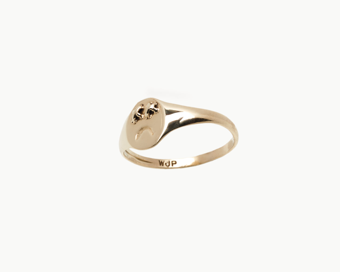 "Sads" Gold Small Round Emoji Signet Ring