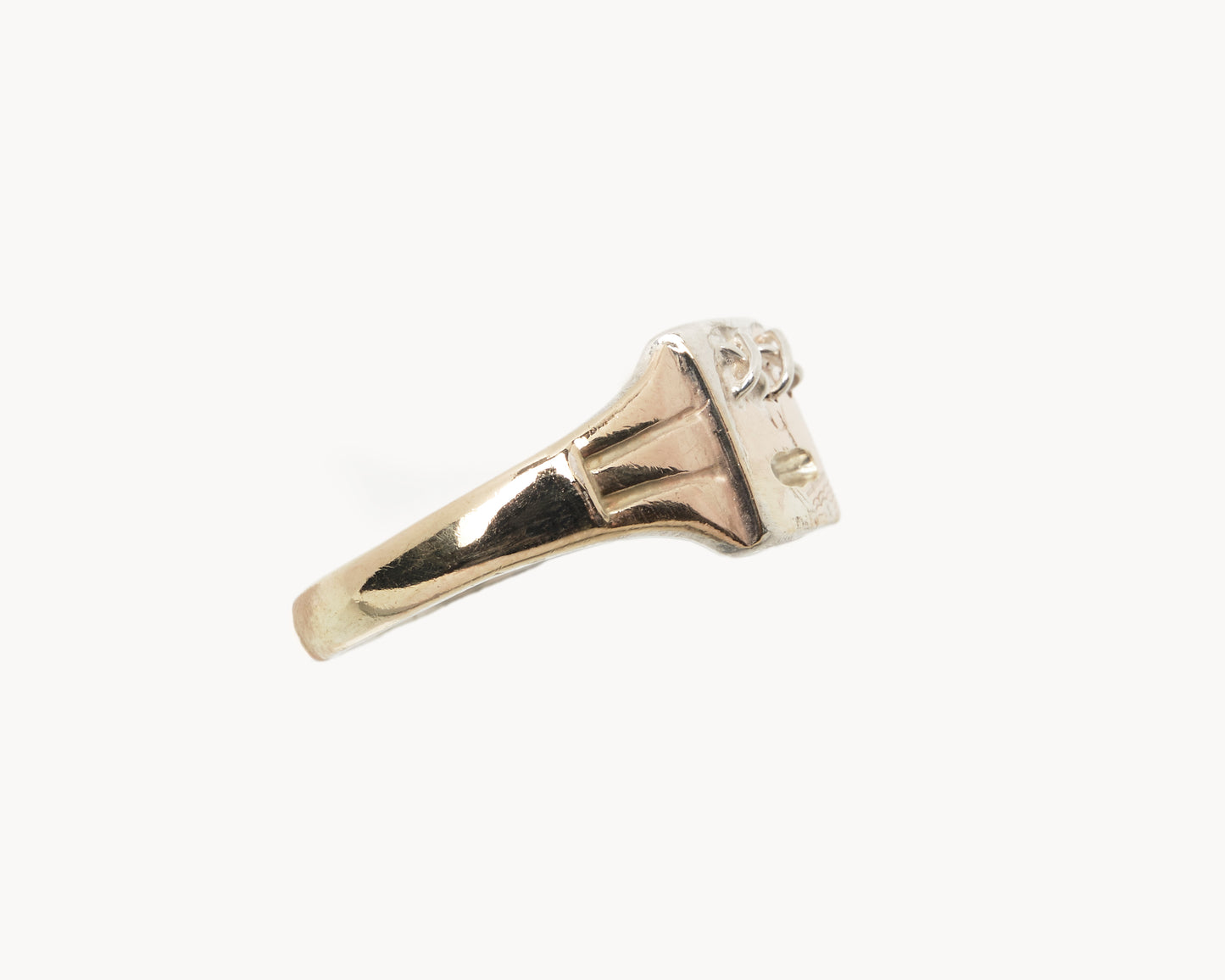 "Just Don't" Gold Plated Silver Emoji Signet Ring with Face Tattoo