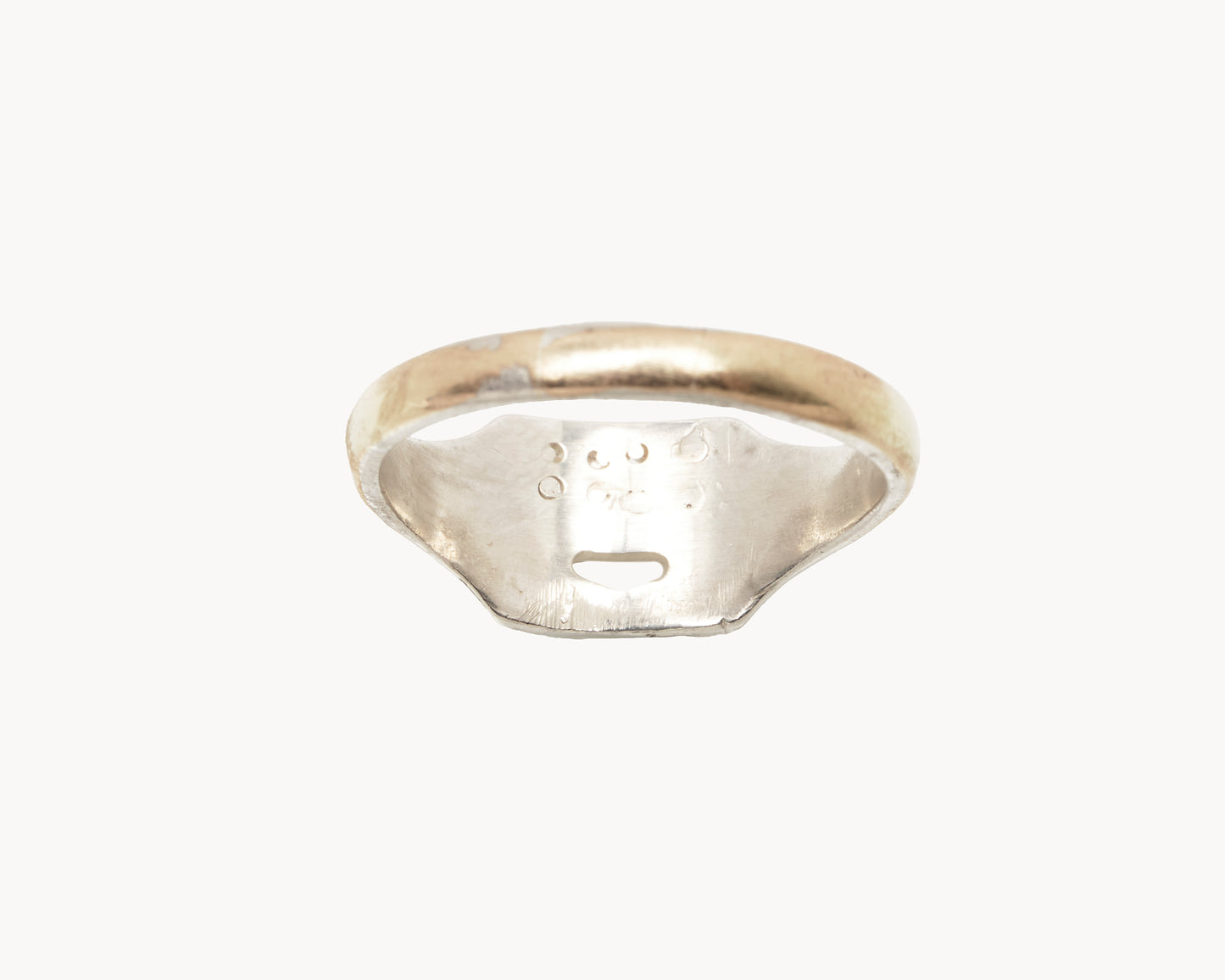 "Just Don't" Gold Plated Silver Emoji Signet Ring with Face Tattoo