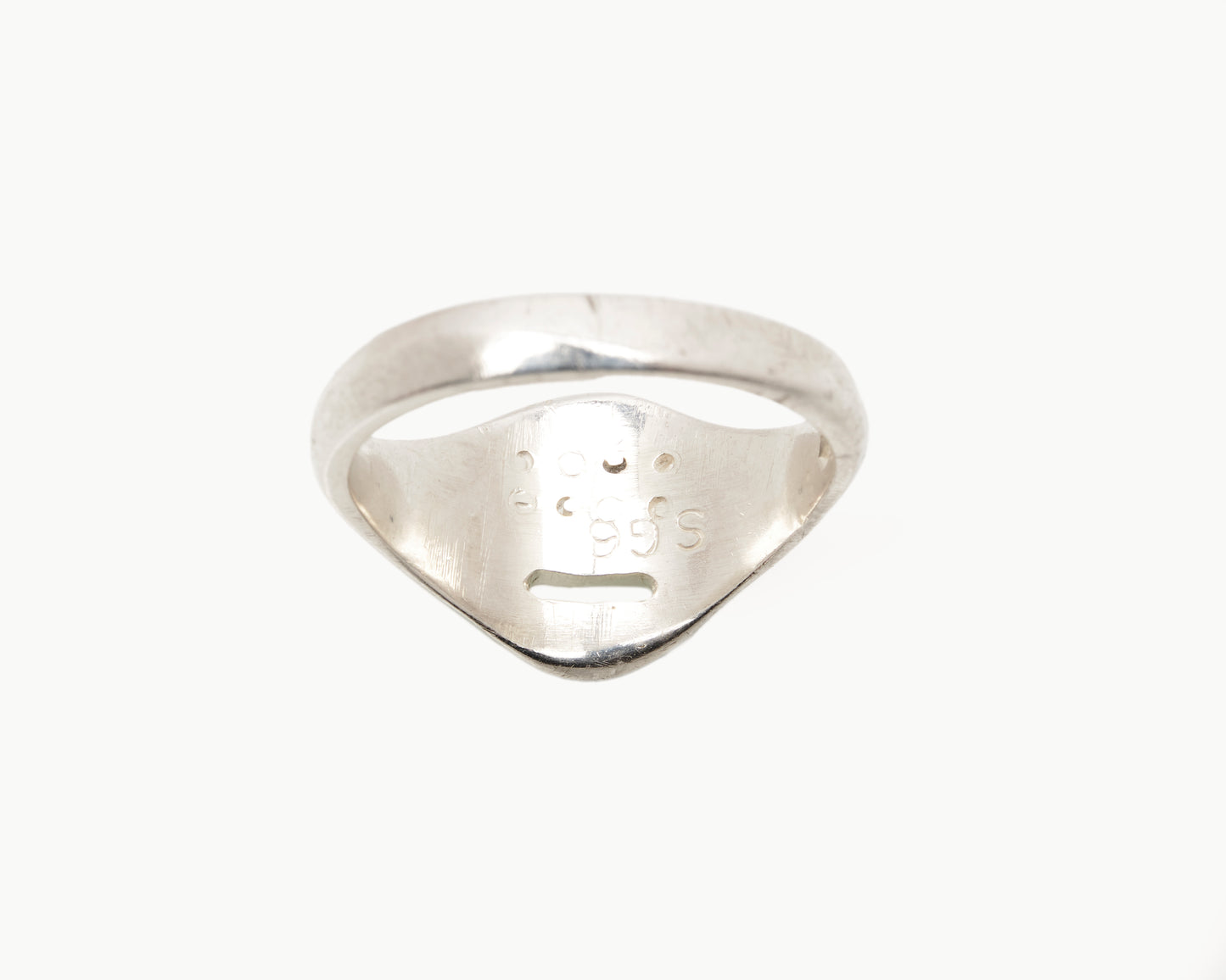 “Just Don’t” Sterling Silver Round Emoji Signet Ring with Face Tattoo