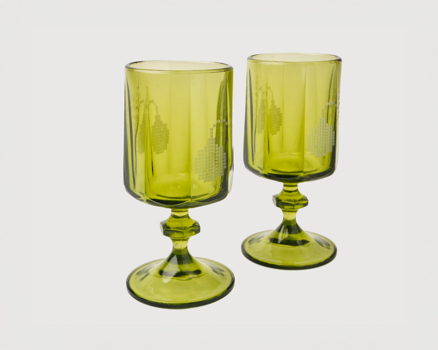 "Bomb" Pressed 1970's Wine Glass - PAIR