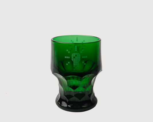 "Lightbulb" 1960s Pressed Thumbprint Glass - Forest Green