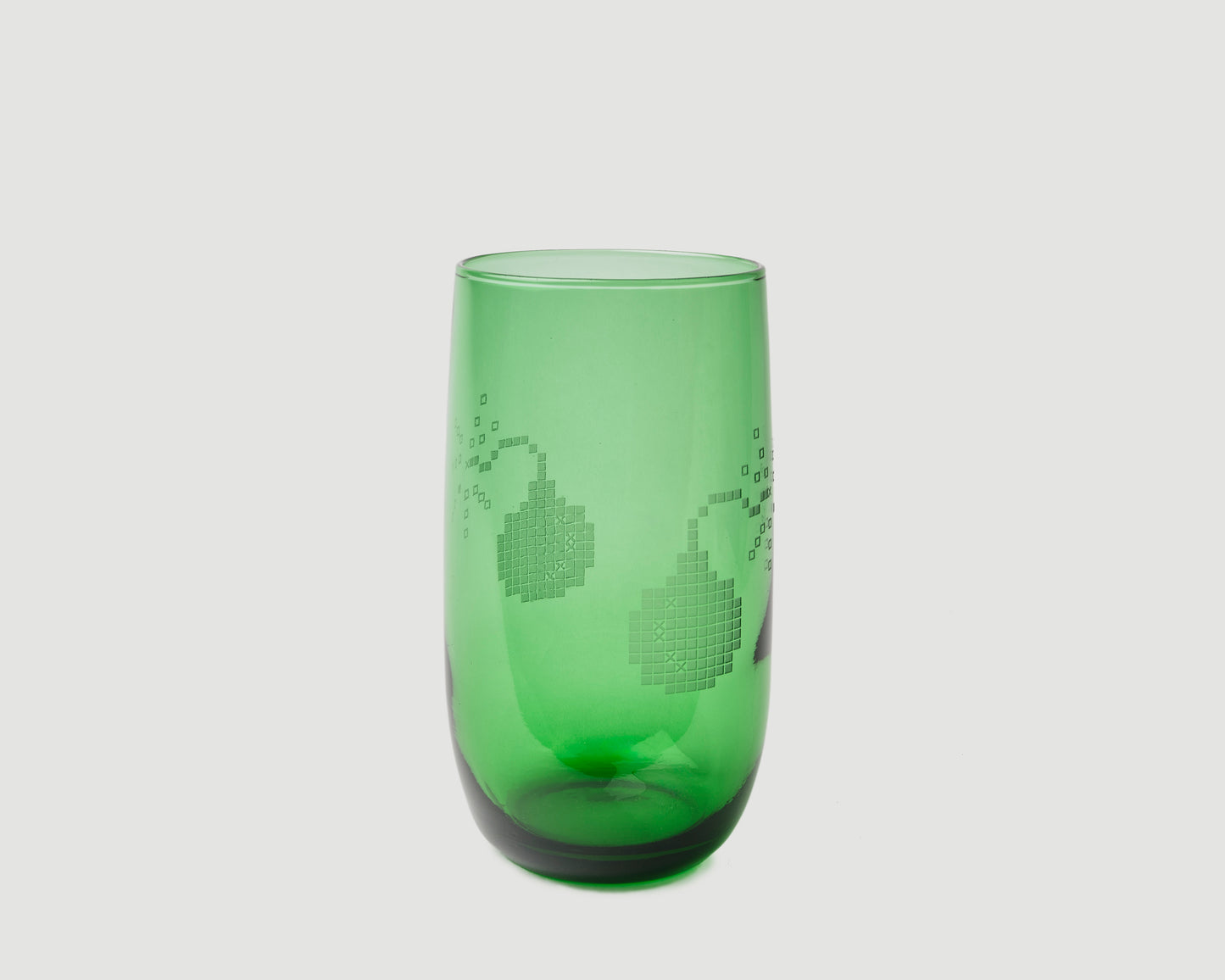 "Bomb" Etched High Ball Glass - Forest Green