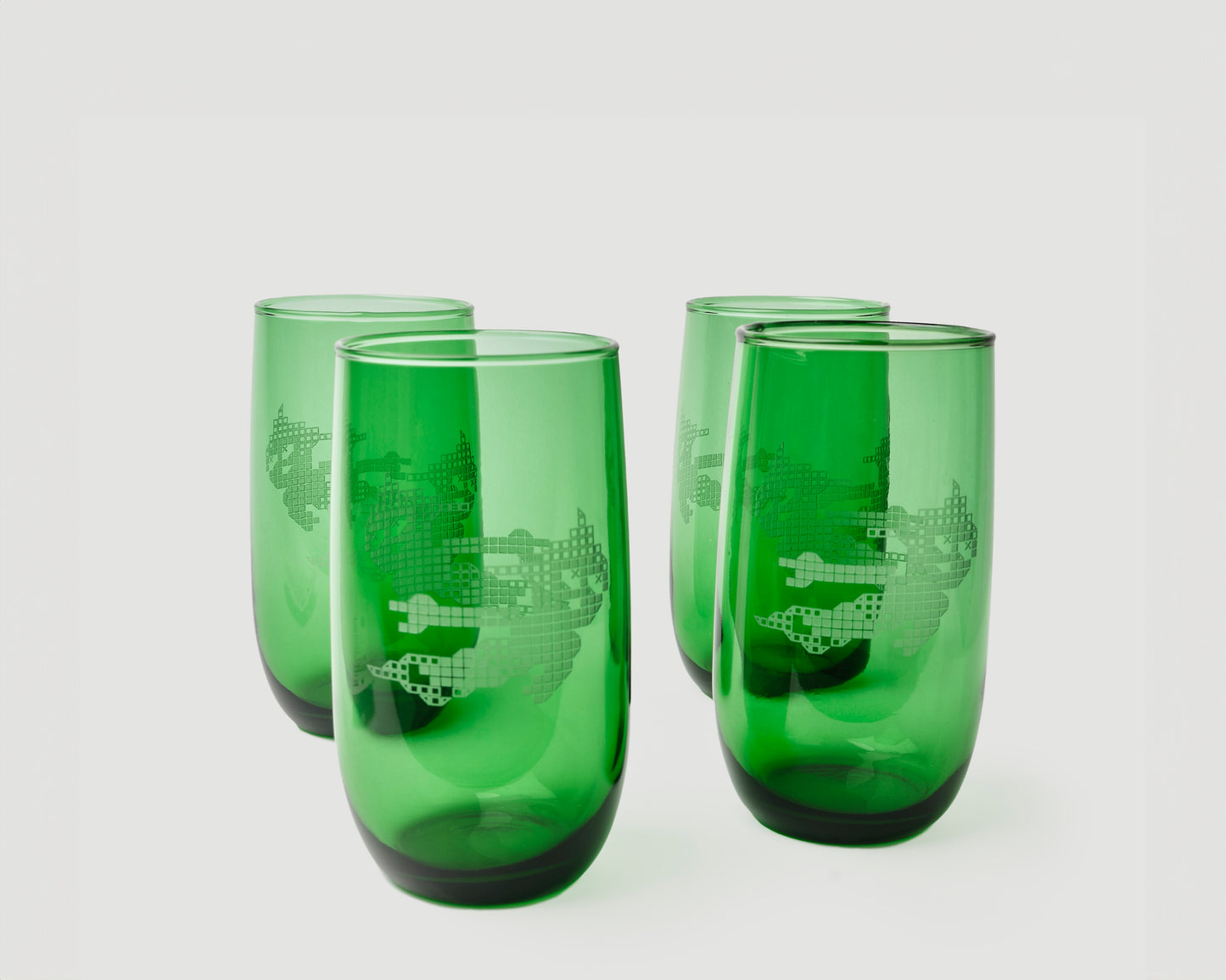 "Astro Boy" Etched High Ball Glass- Forest Green