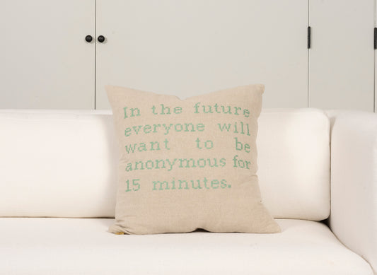 "Future Famous" Pillow - Natural/Jade