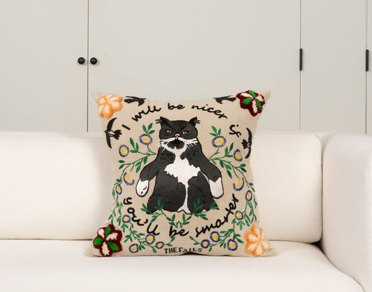 "Vito The Cat" Pillow - Natural/Multi